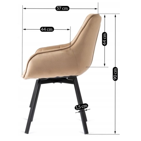 Krzesło Obrotowe LUNA Beżowe Welurowe