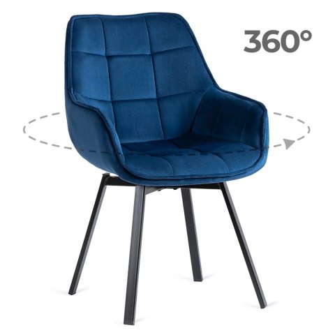 Krzesło Obrotowe LUNA Granatowe Welurowe