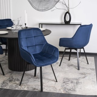 Krzesło Obrotowe LUNA Granatowe Welurowe