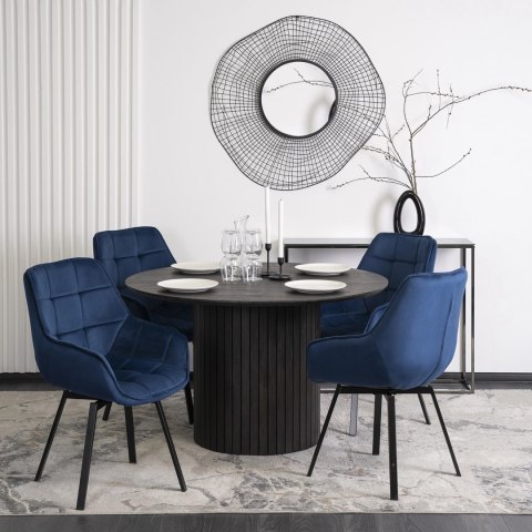 Krzesło Obrotowe LUNA Granatowe Welurowe