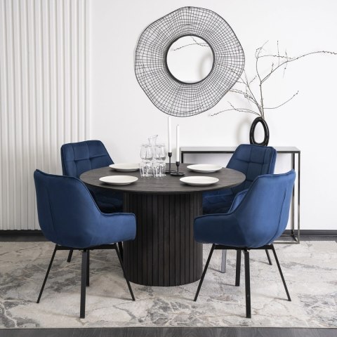 Krzesło Obrotowe LUNA Granatowe Welurowe