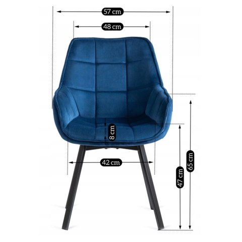 Krzesło Obrotowe LUNA Granatowe Welurowe