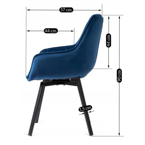 Krzesło Obrotowe LUNA Granatowe Welurowe