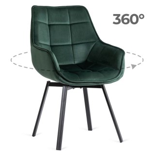 Krzesło Tapicerowane Obrotowe do Salonu LUNA Zielone Welurowe Nowoczesne Loft