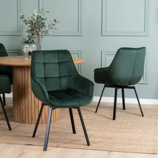 Krzesło Tapicerowane Obrotowe do Salonu LUNA Zielone Welurowe Nowoczesne Loft