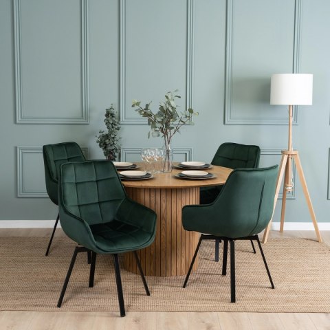 Krzesło Tapicerowane Obrotowe do Salonu LUNA Zielone Welurowe Nowoczesne Loft