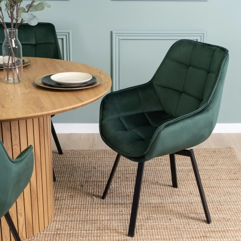 Krzesło Tapicerowane Obrotowe do Salonu LUNA Zielone Welurowe Nowoczesne Loft