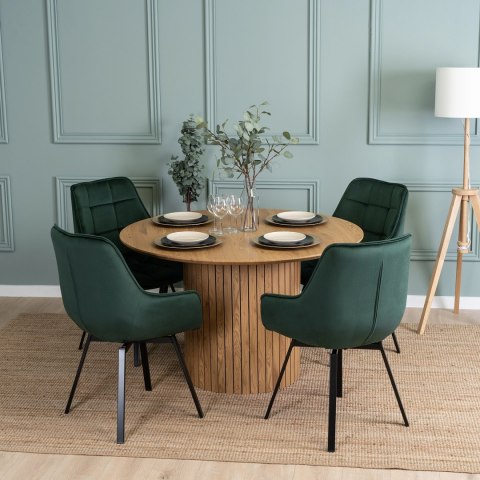 Krzesło Tapicerowane Obrotowe do Salonu LUNA Zielone Welurowe Nowoczesne Loft