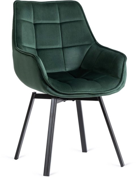 Krzesło Tapicerowane Obrotowe do Salonu LUNA Zielone Welurowe Nowoczesne Loft