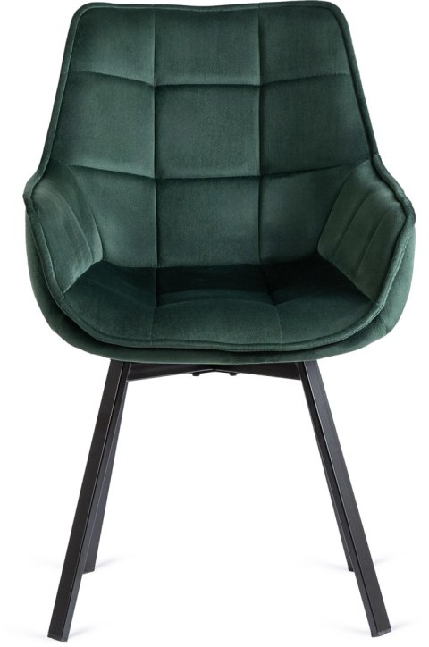 Krzesło Tapicerowane Obrotowe do Salonu LUNA Zielone Welurowe Nowoczesne Loft