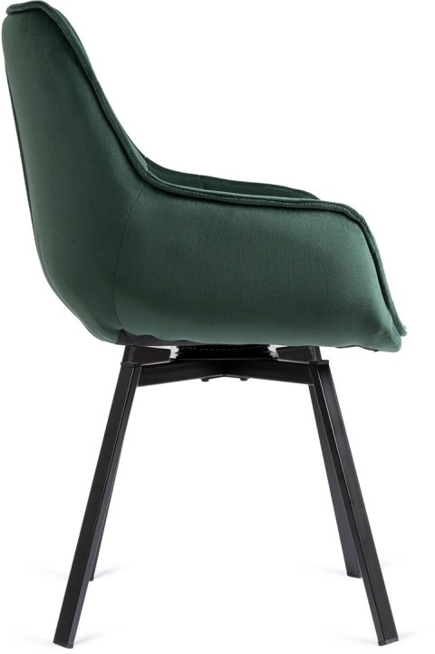 Krzesło Tapicerowane Obrotowe do Salonu LUNA Zielone Welurowe Nowoczesne Loft