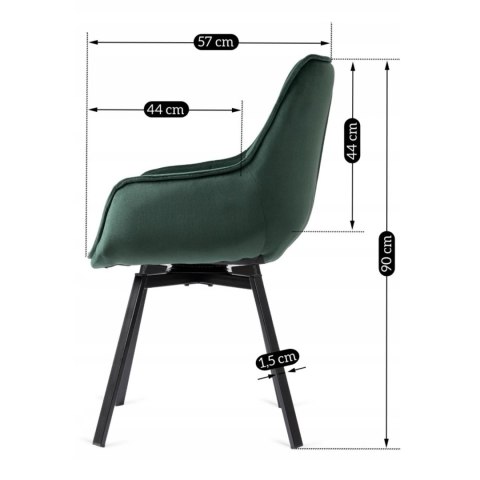 Krzesło Tapicerowane Obrotowe do Salonu LUNA Zielone Welurowe Nowoczesne Loft