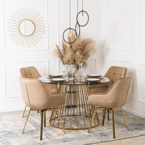 Krzesło Obrotowe MIA Beżowe Welurowe