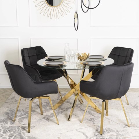 Krzesło Obrotowe MIA Czarne Welurowe