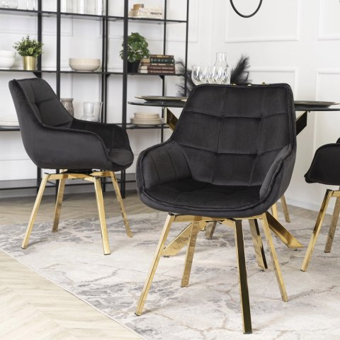 Krzesło Obrotowe MIA Czarne Welurowe