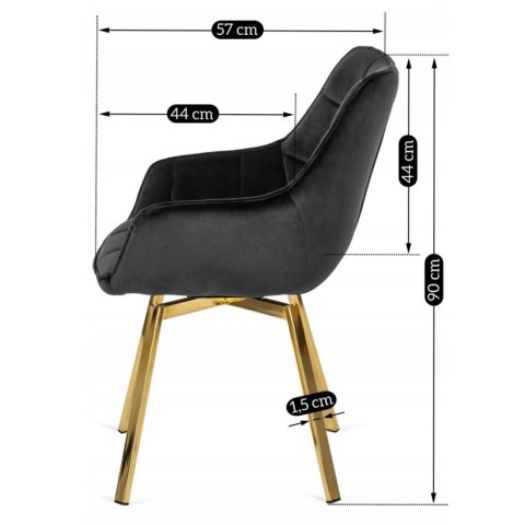 Krzesło Obrotowe MIA Czarne Welurowe