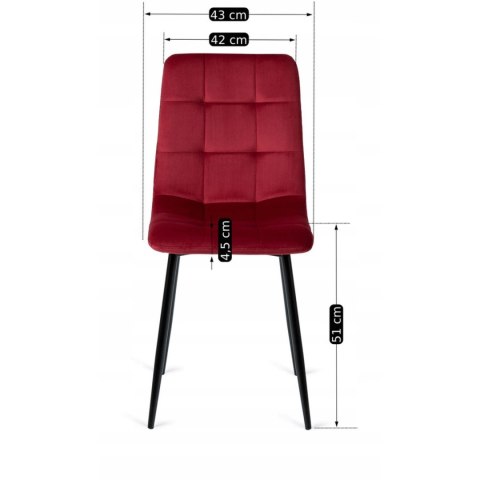 Krzesło PERU Bordowe Welurowe