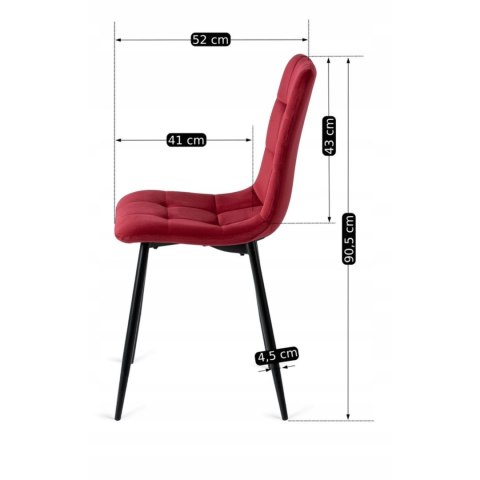 Krzesło PERU Bordowe Welurowe