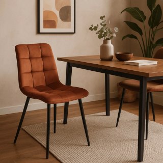 Krzesło Tapicerowane do Jadalni PERU Rude Welurowe Nowoczesne Loft