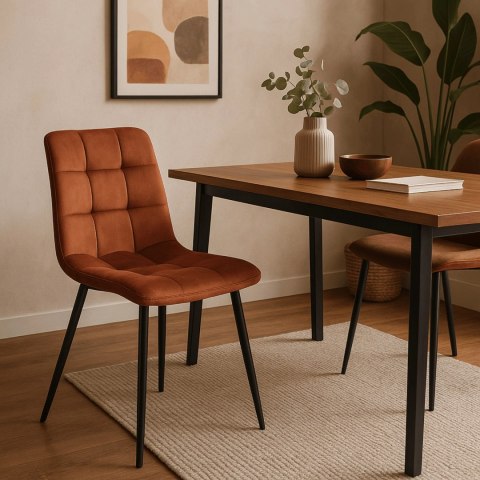 Krzesło Tapicerowane do Jadalni PERU Rude Welurowe Nowoczesne Loft