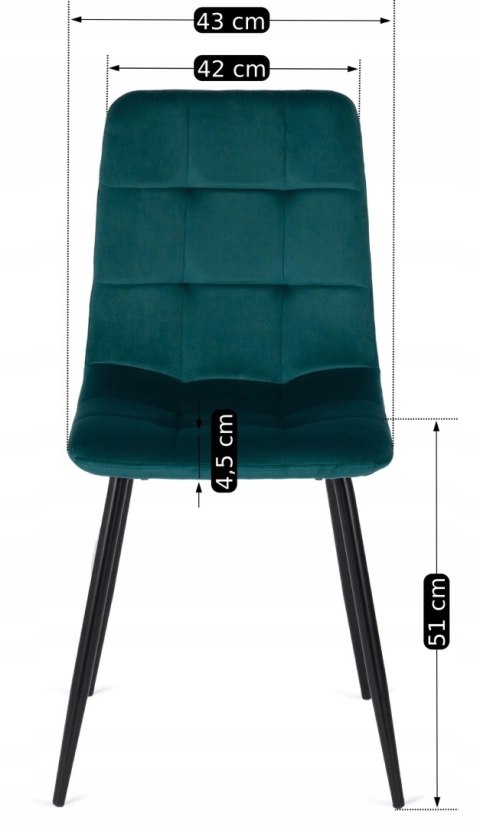 Krzesło PERU Turkusowe Welurowe