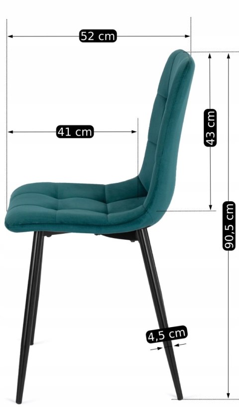 Krzesło PERU Turkusowe Welurowe