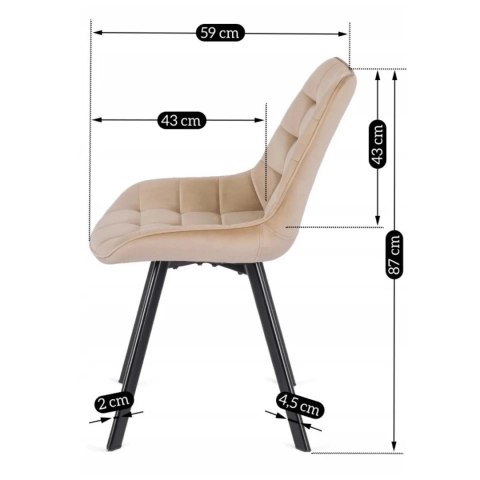 Krzesło RICK Beżowe Welurowe