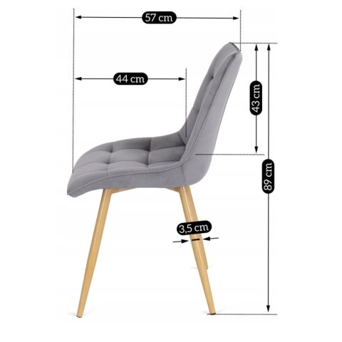 Krzesło RODRI Szare Welurowe