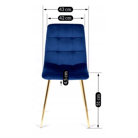 Krzesło YORK Granatowe Welurowe