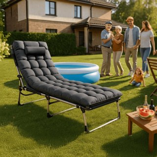 Leżak Ogrodowy Łóżko Polowe VENUS Szare
