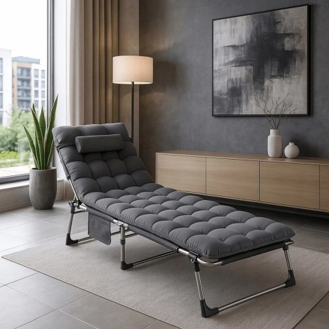 Leżak Ogrodowy Łóżko Polowe VENUS Szare