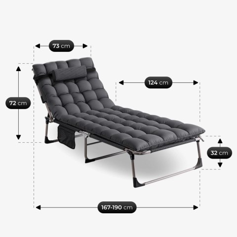 Leżak Ogrodowy Łóżko Polowe VENUS Szare