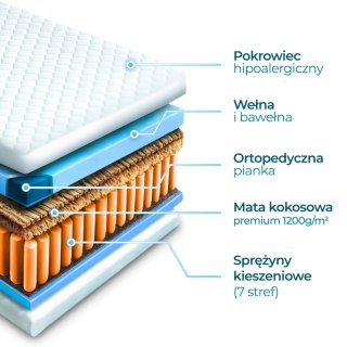 Materac Kieszeniowy 160x200 cm HAVANA 7 STREF KOKOS