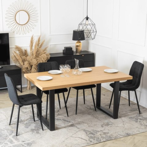 Stół EDWIN Rozkładany 160-260 cm Dąb Złoty/Czarny