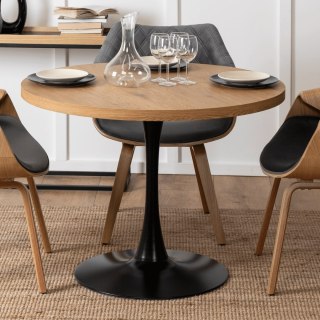 Stół LINO 100 cm Dąb Złoty/Czarny