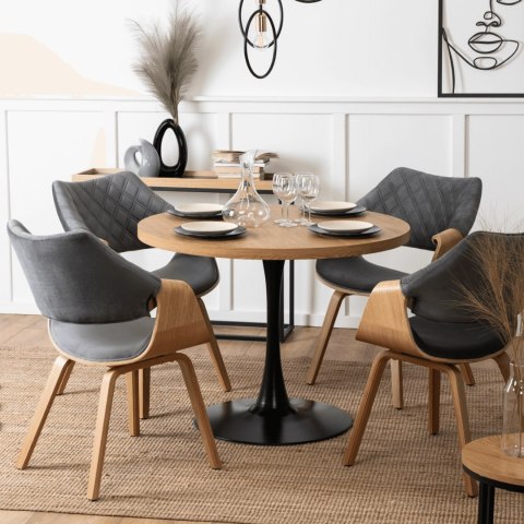 Stół LINO 100 cm Dąb Złoty/Czarny