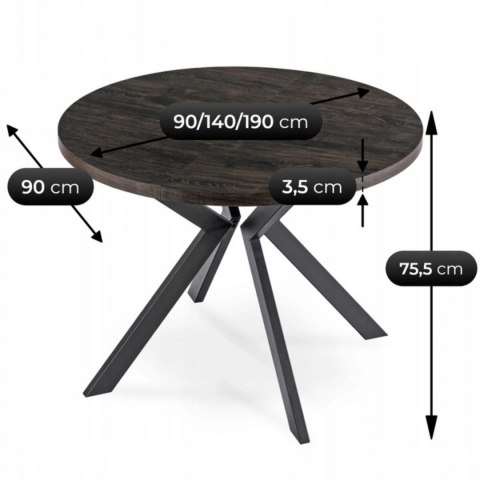 Stół LUKAS Rozkładany 100-250 cm Czarny