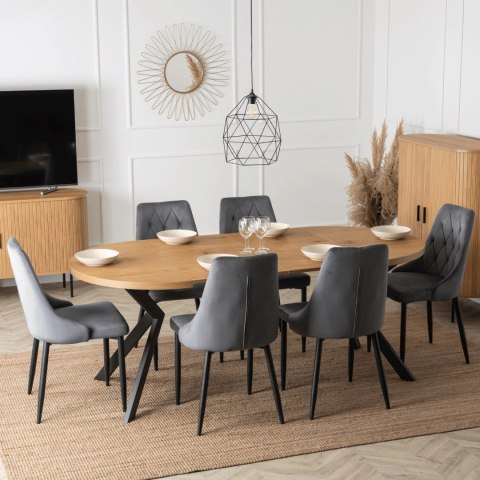 Stół LUKAS Rozkładany 100-250 cm Dąb Złoty/Czarny