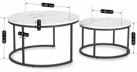 Zestaw Stolików DAFNE MAX Biały Marmur