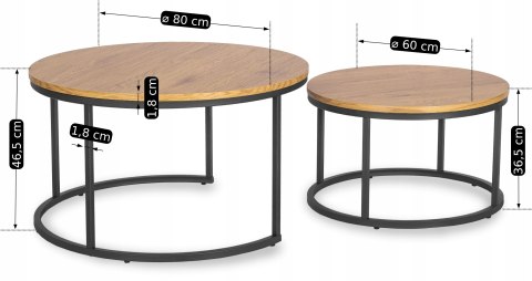 Zestaw Stolików DELIA MAX Dąb Złoty