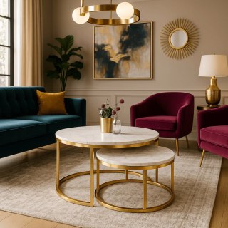 Zestaw Stolików OLIS MAX Marmur Złoty