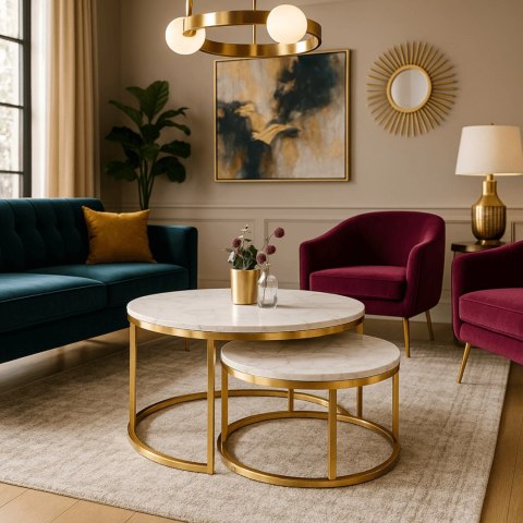 Zestaw Stolików OLIS MAX Marmur Złoty