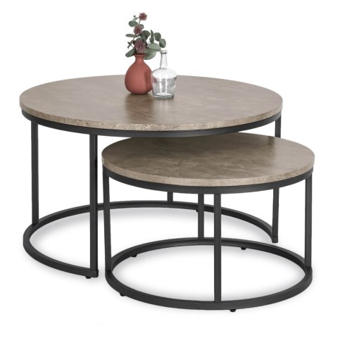 Zestaw Stolików Kawowych ROCKY MAX 60 cm/80 cm Szary Beton Nowoczesny Loft