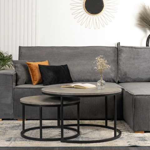 Zestaw Stolików Kawowych ROCKY MAX 60 cm/80 cm Szary Beton Nowoczesny Loft