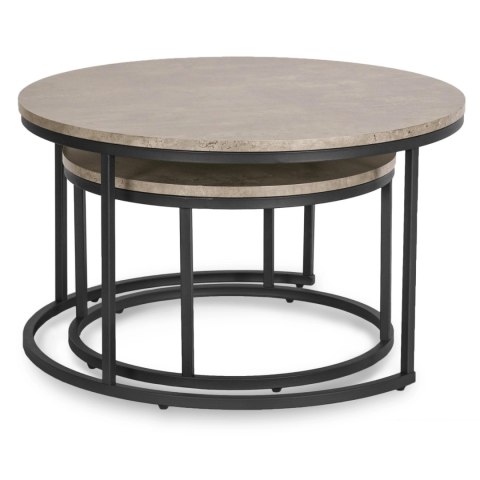 Zestaw Stolików Kawowych ROCKY MAX 60 cm/80 cm Szary Beton Nowoczesny Loft