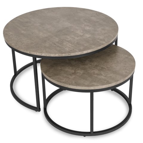 Zestaw Stolików Kawowych ROCKY MAX 60 cm/80 cm Szary Beton Nowoczesny Loft