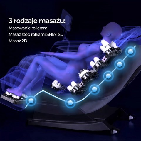 Fotel Masujący VX MAX Wypoczynkowy Relaksacyjny Brązowy Ekoskóra Nowoczesny