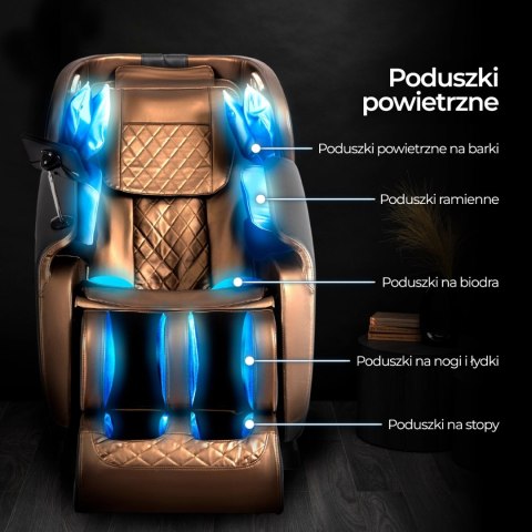 Fotel Masujący VX MAX Wypoczynkowy Relaksacyjny Brązowy Ekoskóra Nowoczesny