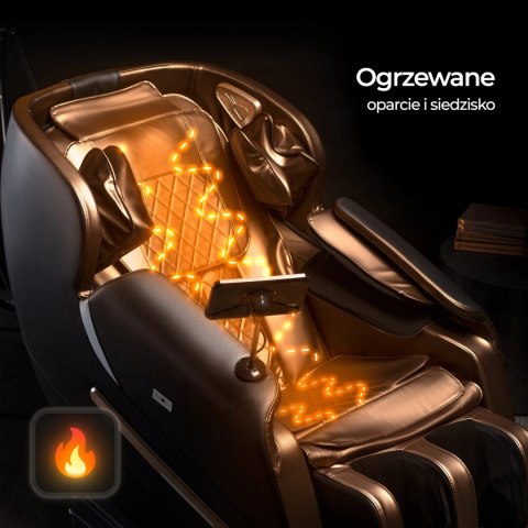 Fotel Masujący VX MAX Wypoczynkowy Relaksacyjny Brązowy Ekoskóra Nowoczesny