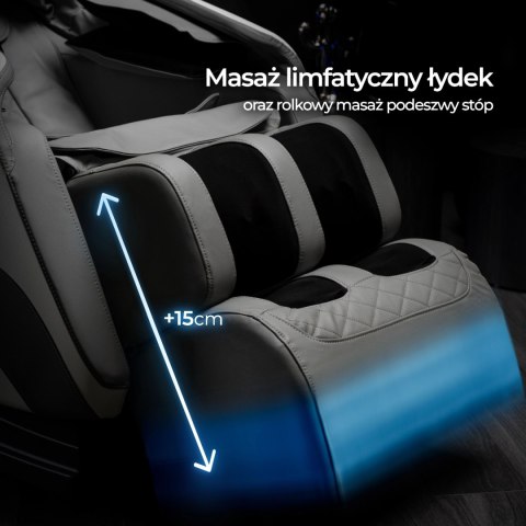Fotel Masujący VX MAX Wypoczynkowy Relaksacyjny Szary Ekoskóra Nowoczesny
